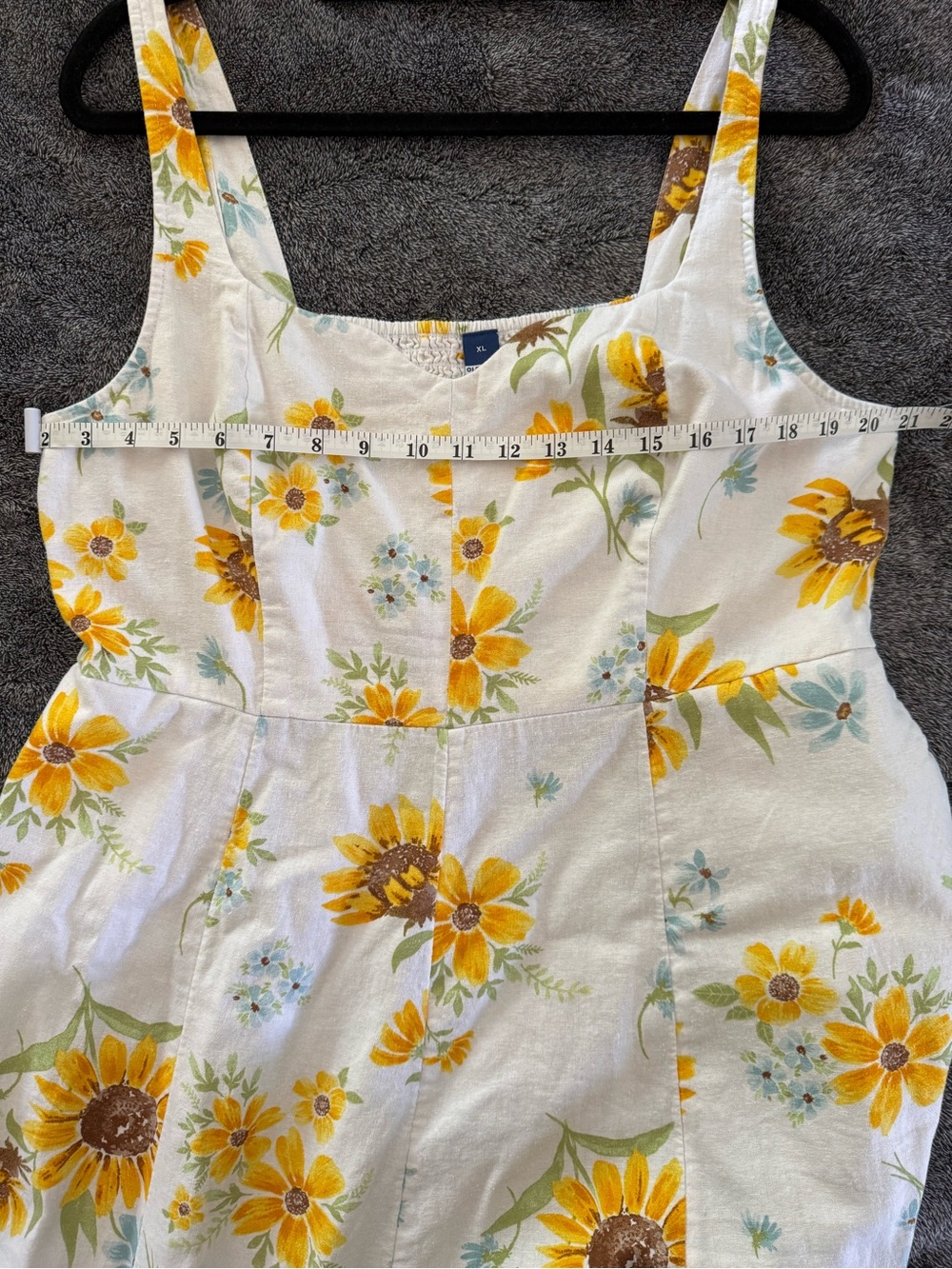 Old Navy White Floral Midi Dress with Yellow Sunflowers - Picture 8 of 12